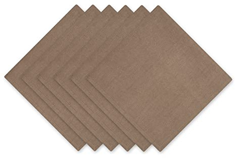 DII Solid Pastel Napkin Set Cotton, Machine Washable, 20x20 Inch, Mushroom, 6 Count
