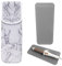 Custodia da viaggio in ferro piatto resistente al calore, con tappetino in silicone resistente al calore, per capelli quotidiani (marmo grigio) 2 pezzi
