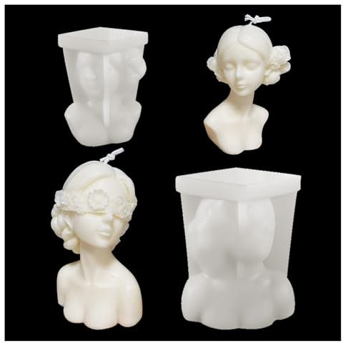 2 Stück 3D-Silikon-Kerzenform, verbundene Augen und Geschlossene Form für Mädchen, Kerzenformen DIY Aromatherapie Kerzenformen zum Basteln, Duftkerze