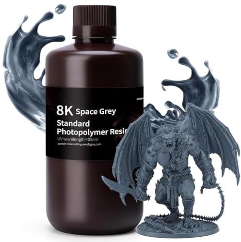 ELEGOO 8K Resin 3D Drucker Resin 1000g Weltraum Grau, LCD 405nm UV 3D Resin Hohe Präzision Schnelle Aushärtung Standard 3D Printer Resin
