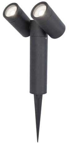 HOFTRONIC - Pinero Doppel LED Gartenstrahler mit Erdspieß - GU10 317° Schwenkbar Dimmbar - 6500K Tageslichtweiß Erdspießstrahler - Bodenstrahler für Bäume, Sträucher, Teich und Pflanzen