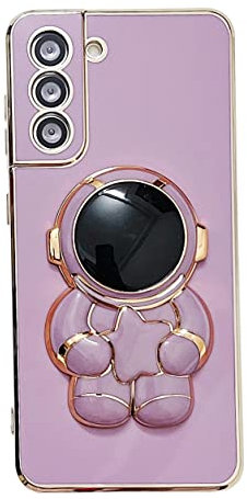 CrazyLemon Samsung Galaxy A20 Karikatur Hülle mit Ständer Slim Astronaut Stern Handyhülle Galvanisierte Hülle Metallrahmen Case Cover für Samsung Galaxy A20 - Violett
