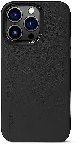 DECODED - Schutzhülle aus Leder für iPhone 14 Pro Kompatibel mit MagSafe (Schwarz)