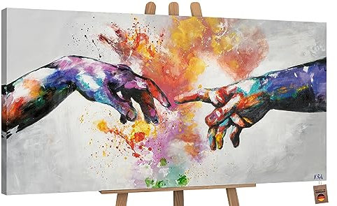 YS-Art Abstrakt Design Acryl Gemälde auf Leinwand Galaktisch handgemalt Wandbilder Wohnzimmer modern Wohndekor Bilder Büro farbenfrohe echte Kunst 140x70 cm