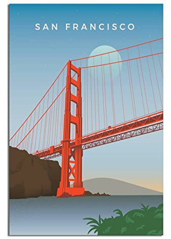 Golden Gate Bridge San Fransisco Vintage Reise Poster Leinwand Wand Home Room Decor Kunst Poster Gemälde Bild Druck Geschenk Poster
