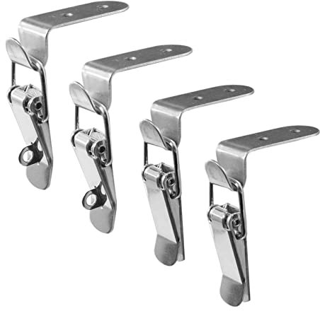 90 Degree Buckle Hook Lock Bolt, Stainless Steel Safety Angle Locking Latch, Right Angle Door Hasp Latch, Hasp Latch Lock Bolt for Doors and Windows (2PC Without Lock, 2PC with Lock Bolt)