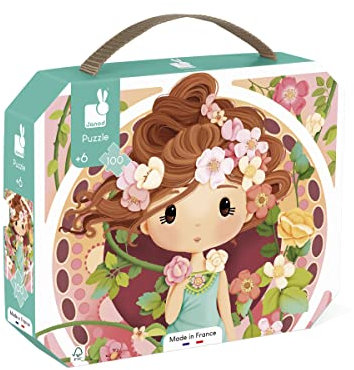 Janod - Puzzle Inspiriert von Mucha - 100-teiliges Puzzle - Lernspiel - Fördert Geduld und Fingerfertigkeit - FSC-Zertifiziert - Ab 6 Jahre, J02578