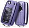 OATSBASF Autoschlüssel Hülle VW, VW Golf Schlüsselbox, Schlüsselhülle Cover für vw Polo Passat Skoda Seat 3-Tasten (violett)