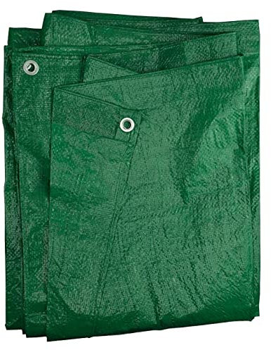 Tradineur - Toldo de Polietileno Multiusos Impermeable, Lona de protección con Ojales de Aluminio, Esquinas reforzadas, Resistente al Desgaste, Exterior (Verde, 90 gr, 3 x 4 m)