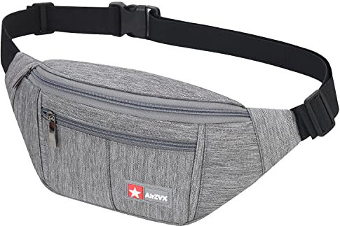 AirZyx wasserdichte Bauchtasche für Reise Sport alle Outdoor Aktivitäten (Grau)