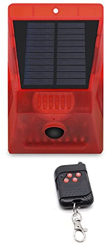 ThreeH Solar Outdoor Bewegungsmelder Alarm IP65 Wasserdicht 129dB Laute Sirene Lampe 4 Arbeitsmodi Stroboskoplicht mit Fernbedienung