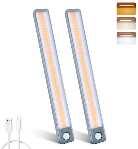 MERTTURM Luz de Armario 188LED, 3000mAh Recargable Luces 4 Modos con Sensor de Movimiento, Brillo Regulable con 3 Colores, 35cm Super brillante Lámpara Magnética para Cocina, Escalera, Garaje, Pasillo