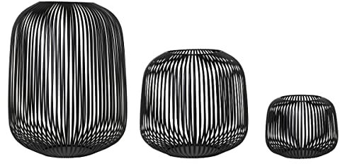 blomus Laterne Lito 3er Set | Schwarz | Größe S,M und L | 20L x 20B x 17H cm | 28L x 28B x 27H cm | 33L x 33B x 45H cm | Kerzenhalter Schwarz | Windlicht aus Edelstahl | Laterne Deko