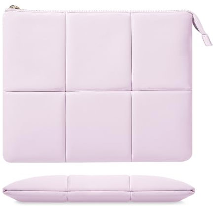 MoKo 9-11 Zoll Tablet Tasche Hülle Kompatibel mit iPad 10th Gen. 10.9 2022, iPad Pro 11 2022, Puffy PU Leder Tablet Schutzhülle mit Integriertem Gummiband, Gequiltete Tablet Hülle, Hell Rosa Lila