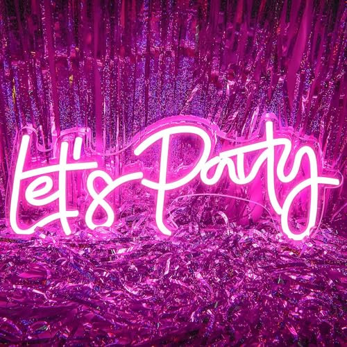 Appneon Let's Party Insegne al neon rosa lettera led luce al neon per decorazione da parete USB alimentato luce al neon festa camera da letto bar decorazione festa di compleanno regalo arte decorativa
