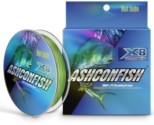 Ashconfish Geflochtene Angelschnur, farbecht, 8 Stränge, superstark, abriebfest, kein Dehnen, 300 m - 59 kg/0,63 mm