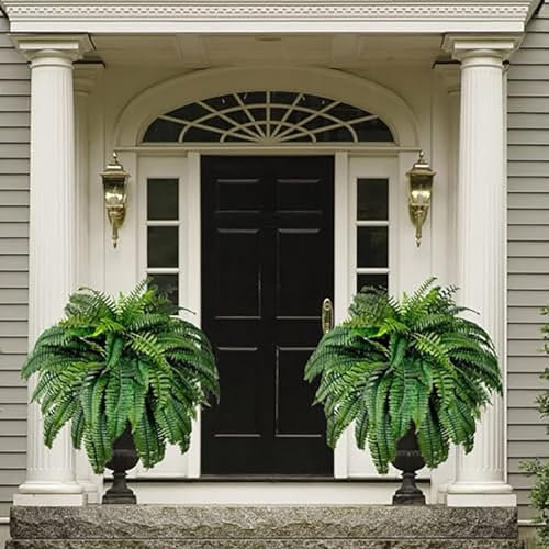 Helecho de Boston artificial realista resistente a los rayos UV, helechos artificiales for exteriores, helecho de Boston falso for decoración del hogar de la ventana del porche ( Color : 2pcs-56Pieces