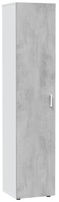 möbelando Mehrzweckschrank >Tidy< in Weiß/Beton Grau - 41x182x37 (BxHxT)