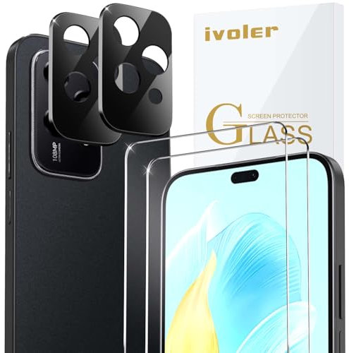 iVoler 2+2 Pezzi Vetro Temperato per Honor 200 Lite 5G (Non per Honor 200), 2 Pezzi Pellicola Protettiva con 2 Pezzi Pellicola Fotocamera, Durezza 9H, Anti Graffio, HD Chiaro, Senza Bolle