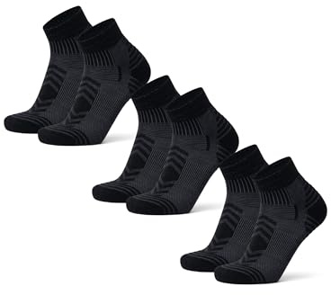 DANISH ENDURANCE Kurze Merino Wolle Wandersocken, Sommer Wollsocken, Unisex, für Herren & Damen, 3 Paar, Schwarz, 48-51