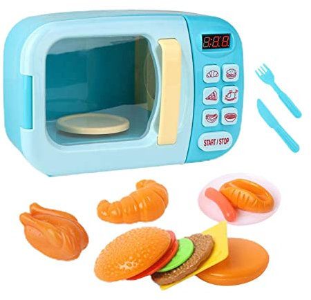 Amagogo Microwave Kitchen Play Set Educational Kitchen Toy Fine Motor Skills Mini Microwave Toy Kitchen Toy for Party Favors Kids, Blue, 13Pcs