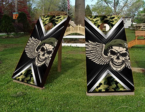 AdesiivoStudio KA1032 Cornhole Wraps für Bretter mit Totenkopf-Motiv, Totenkopf-Motiv, Vinyl-Aufkleber für Cornhole-Spielbrett, Cornhole Boards Wraps