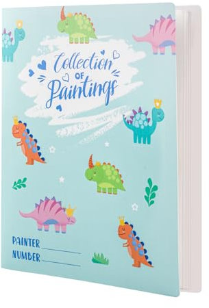 Niedlicher Dinosaurier Muster Mappe mit Hüllen, Kunst Portfolio für Kinder Portfolio Ordner für Kunstwerke mit Umschlag Portfolio Mappe mit 40 Ordnertaschen zum Sammeln von Gemälden