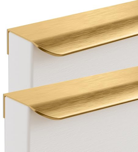 2 Pezzi Maniglie Nascoste per Mobili,Maniglia per Porte Armadio Invisibili,Tiretti a Scomparsa in Lega di Alluminio Pomello a Scomparsa per Cassetti,Scarpiere,Comodini (600mm,Oro spazzolato)