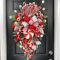 Couronne de sucre d'orge de Noël pour porte d'entrée - Rouge et blanc - Décoration d'escalier de Noël avec boule de sucre d'orge - Décoration d'intérieur et d'intérieur