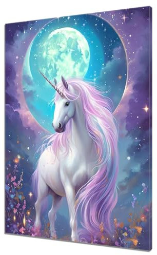Malen Nach Zahlen Erwachsene Einhorn Malen Nach Zahlen Mond Kinder Anfänger mit Leinwand Pinseln Acrylpigment Paint by Numbers, Malen nach Zahlen für Geschenke und Home Zimmer Wanddeko (50x70cm) P-6