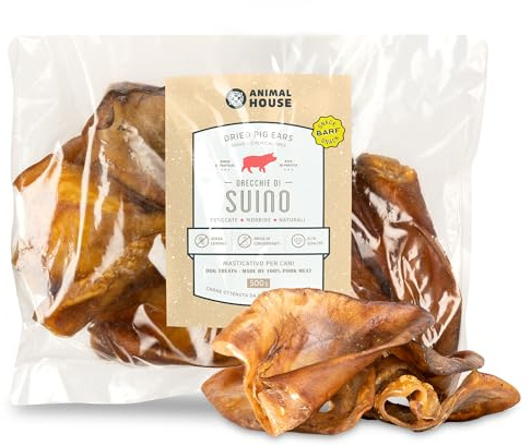 Animal House Friandise Chien Barf Naturelle – Oreilles de Porc Séchées, Snack Séché Riche en Protéines (500 g, Oreilles DE Porc)