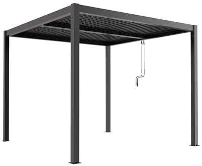 MilaniHome.it - Pergola bioclimatica in Alluminio con Tetto a Scomparsa Colore Grigio Scuro antracitedi coloreGrigio Scuro