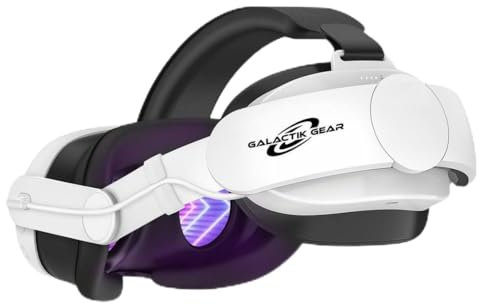 Galactik Gear - Sangle de tête Elite réglable de qualité supérieure avec batterie étendue – Compatible avec Meta Quest 3/3S pour un soutien amélioré, Quick Charge Vr Accessoires