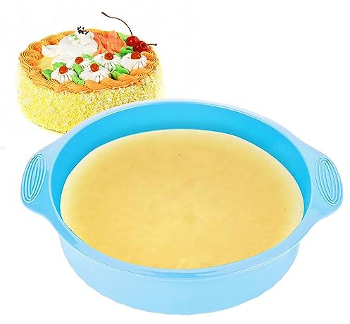 Stampo per Torta in Silicone da 9 Pollici Forma Rotonda Varie Teglie per Forno con Design Ondulato, Resistenza Alle Alte Temperature (BLUE)