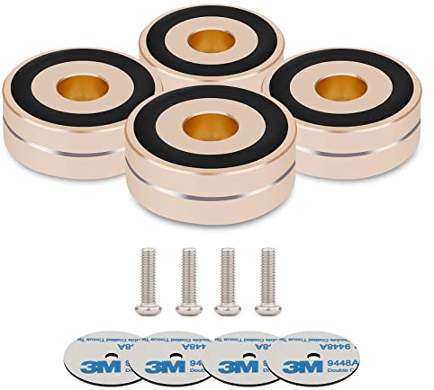 YuanYong Aluminum Isolation Feet 4 Pcs 40x15mm Subwoofer Isolation Feet Amplifier feet (Roségold)