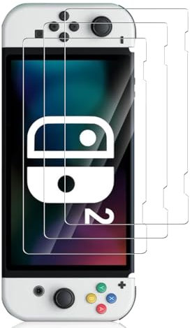 Yieehhow Verre Trempé pour Nintendo Switch 2 Protection Écran, [3 Pièces] 9H Dureté Vitre Trempé, Sans Bulles/Haute Définition Vitre Protection D'écran pour Nintendo Switch 2