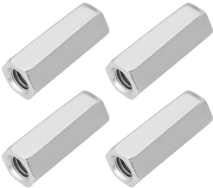 Create idea 4 Piezas Tuerca Tensora de Rosca Derecha M8 de Tuerca de Acoplamiento Hexagonal Larga de Acero Inoxidable 304 para Equipos de Comunicación Domésticos Y de Oficina Color Plateado