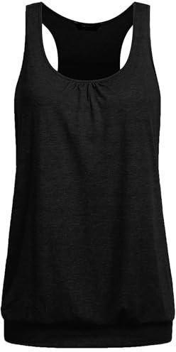 PINSPARK 1 or 3er Pack Damen Sport Tank Tops Atmungsaktives Racerback Yoga Shirts Laufen Fitness Ärmelloses Oberteile Sporttop Schwarz XXL