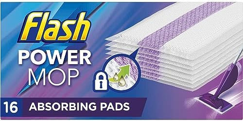 Power Mop Refills with 16 Pads Floor Cleaning Absorbing Lock Home Surface Pad Multi-Surface