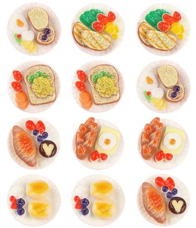 IMIKEYA 12 Stück Simuliertes Lebensmittelspielzeug vorgibt Essen Mini für Lebensmittel puppenhaus deko Anhänger mit flachem Rücken Anhänger zum Basteln Harz