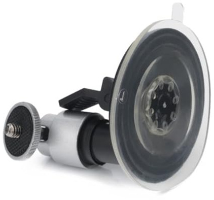 Kleiner Kamera Camcorder Halterung mit Saugnapf, 360°-drehkopf | Armaturenbrett und Windschutzscheibe, Hardplastik mit Gummi, 1/4-zoll Gewinde, Silber Zufällige Farbe