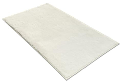 Comart - Tapis d'ameublement Puffy - Design Moderne - Lavable en Machine - Fond antidérapant - Super Doux - Tapis Court pour Salon et Chambre - Blanc - Rectangulaire 40 x 60 cm