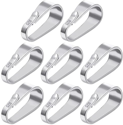 8 PCS Kettenverschluss Silber, Collierschlaufen 925 Sterling Silber 9mm Verbinder, Geeignet für Halsketten, Anhängerverbindungen und DIY-Schmuckherstellung