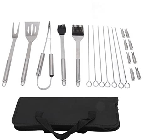 20-teiliges Grillbesteck-Set aus Edelstahl, tragbares Grillbesteck-Set für Outdoor-Aktivitäten mit der Familie, ergonomisches Design, lebensmittelechtes Material, leicht zu