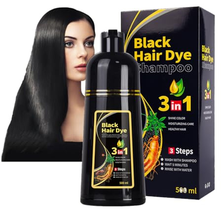 500 Ml Schwarzes Haarfärbeshampoo, Sofortige Haarfärbung, Semipermanente Haarfarbe, 3-in-1-shampoo Für Männer Und Frauen, Stellt Den Glanz Der Haare Wieder Her (Black)