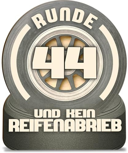 44 Geburtstag Mann Karte Reifen 44 Geburtstag Holzkarte - Geburtstagskarte mit Umschlag - hochwertige Reifen-Geburtstagskarte für Erwachsene, schön gestalteter Gruß zum Ehrentag, Grußkarte zum