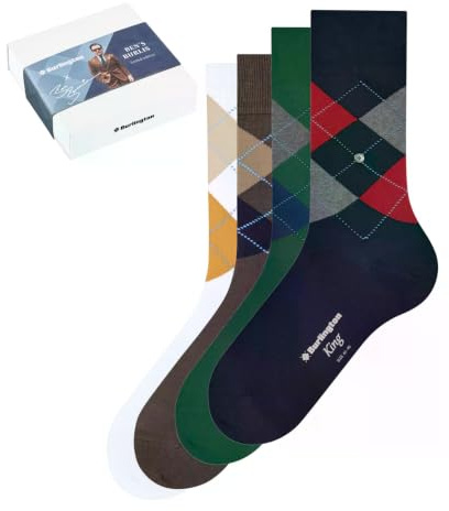 Burlington Herren Socken Ben Box M So Baumwolle gemustert 4 Paar, Mehrfarbig White Blue Green Brown Mix 0010, 40-46