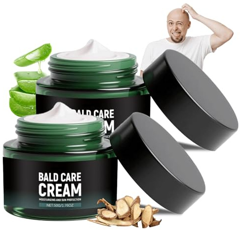 Crema para la calvicie, 2 unidades, cuidado del cuero cabelludo, efecto antideslumbrante, cuidado de la calvicie, crema de afeitar para hombres, crema para la piel contra irritaciones y quemaduras de