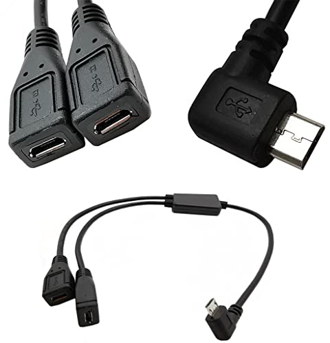 BOGEEL Câble répartiteur USB 5 broches mâle vers 2 femelles Y gauche et droite 2 en 1 Adaptateur de charge et de données Câble moyen 30 cm