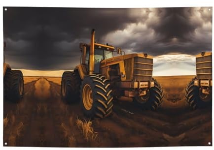 Traktor im Feld Urlaubsbanner bedruckte Partydekorationen geeignet für Feiertagsfeiern und Zeremonien Dekorationen 180,3 x 119,4 cm
